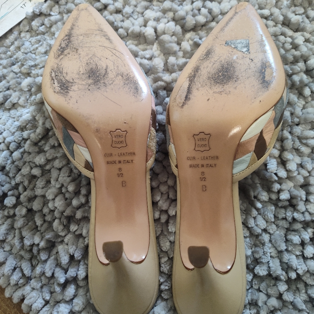 Bruno Magli Leather Patchwork Mules - image 8